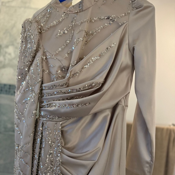 Aslan Polat Champagne Evening Dress - Picture 1 of 4